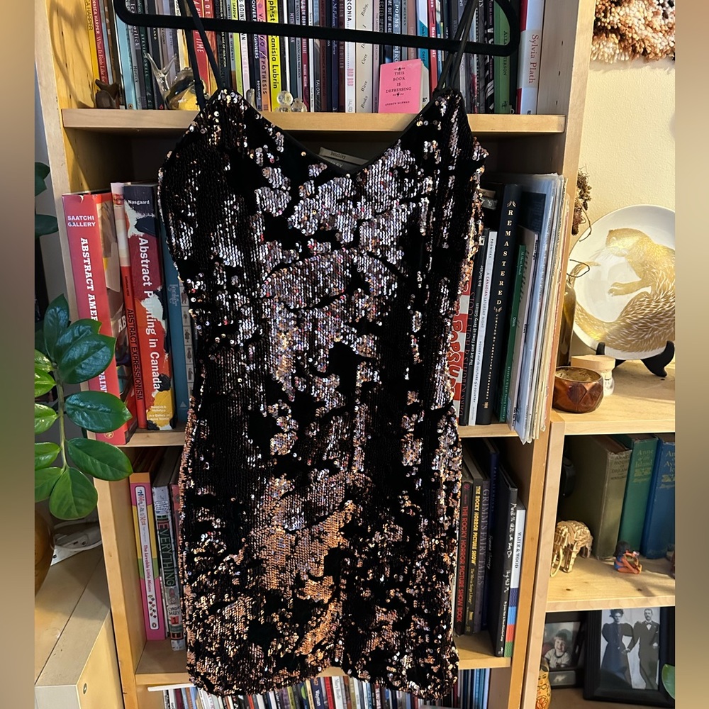 Sequin and velvet mini dress